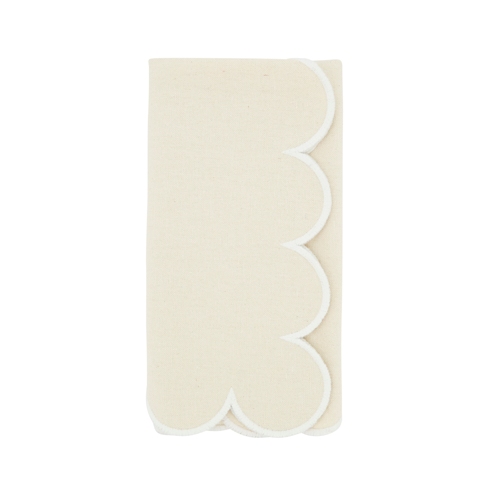 SCALLOPED NAPKIN NATURAL SQUARE (SET OF 4)