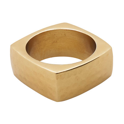 SQUARE HAMMERED NAPKIN RING GOLD (SET OF 4)