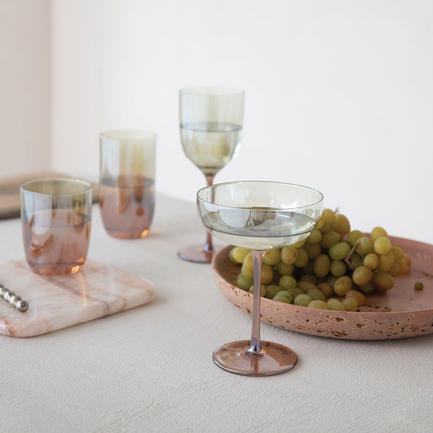 AMBER & GREEN OMBRE GLASS (SET OF 6)