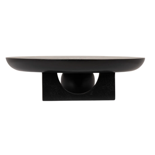 BLACK MANGO WOOD FOOTED TRAY