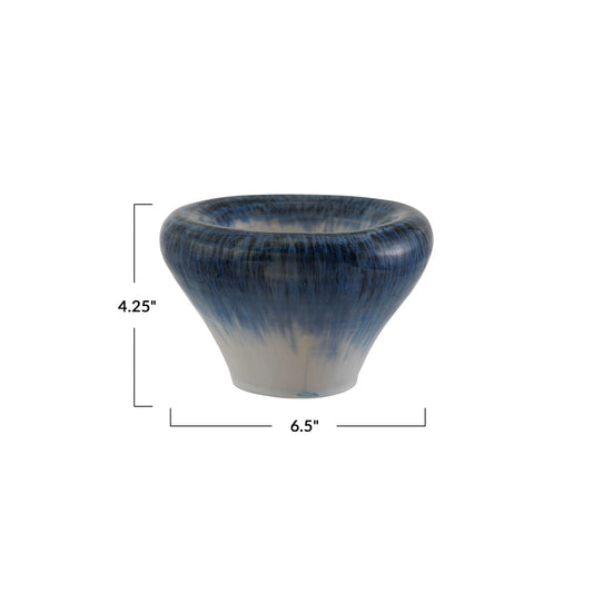 BLUE DECORATIVE STONEWARE BOWL