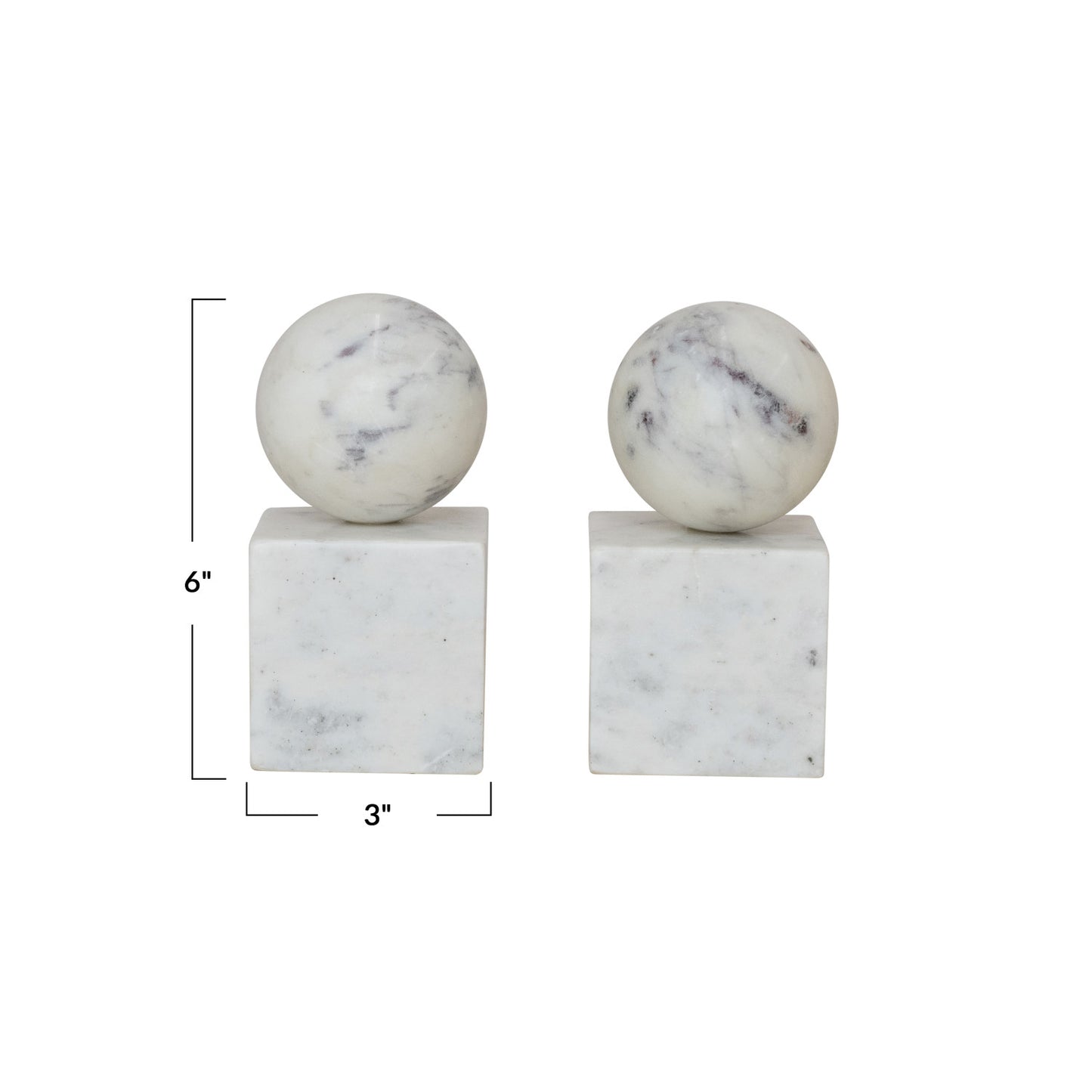 MARBLE GEOMETRIC BOOKENDS SET OF 2
