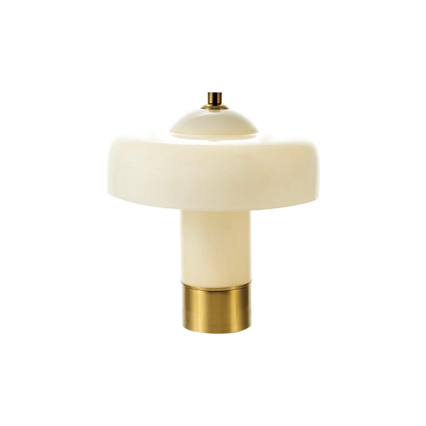 GLASS TABLE LAMP W INLINE SWITCH CREAM COLOR & GOLD FINISH
