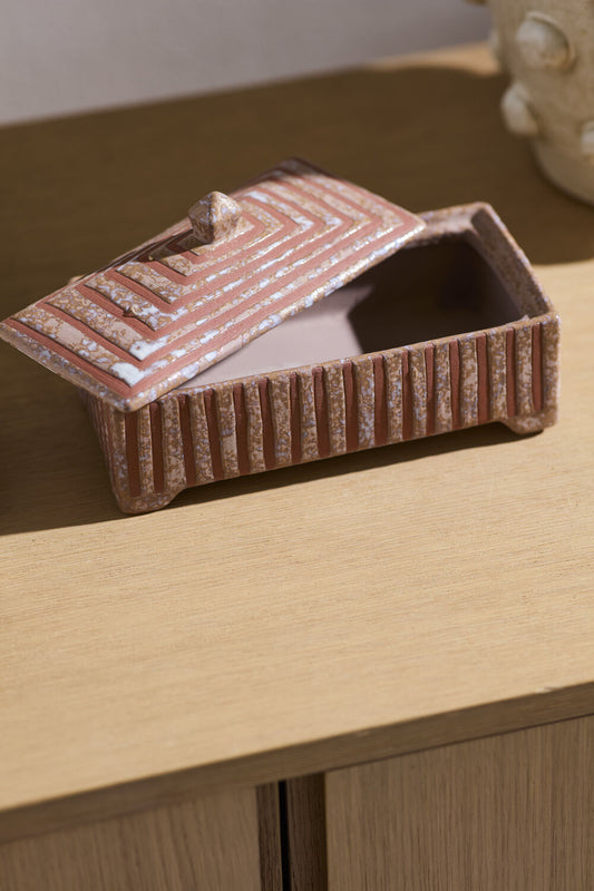 STRIPED DECORATIVE BOX- RED