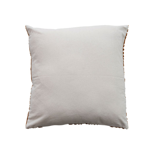 EMBROIDERED BROWN & MUSTARD COTTON PILLOW