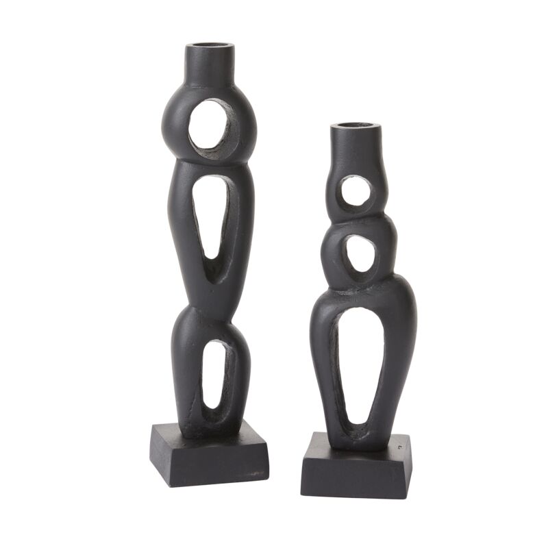 CANDELEROS GEO BLACK SET DE 2