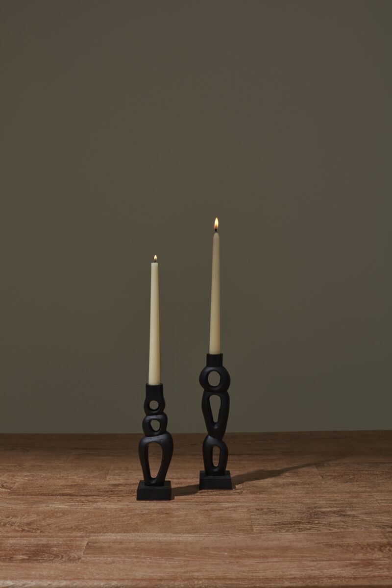 CANDELEROS GEO BLACK SET DE 2