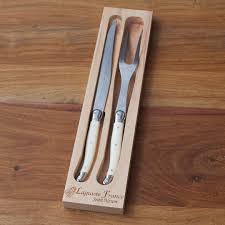 Laguiole Carving Set, Ivory in wooden box