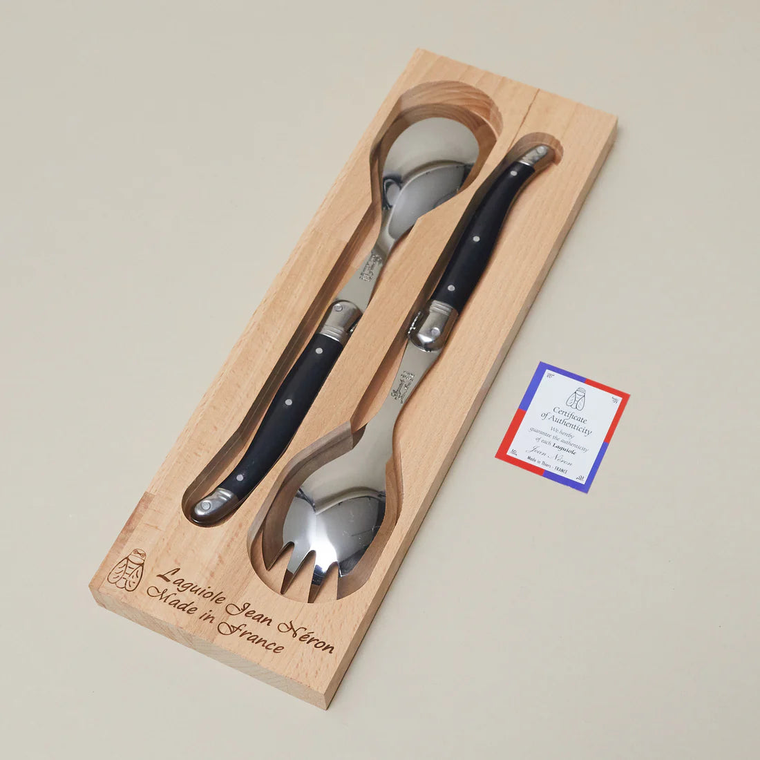 LAGUIOLE SALAD SERVING SET BLACK