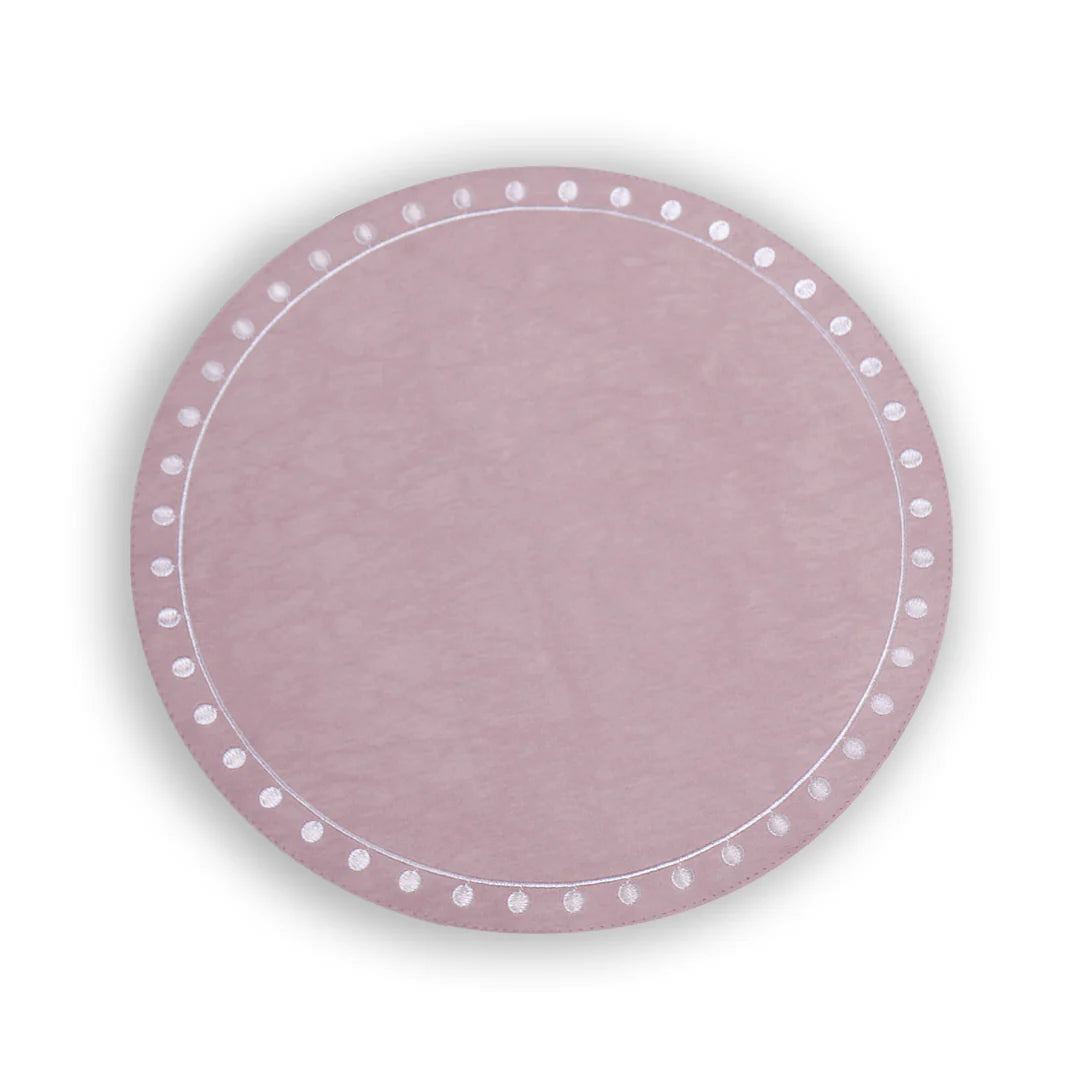 INDIVIDUALES REVERSIBLES ROSADO Y ROSADO CON PUNTOS BLANCOS  (SET DE 4)