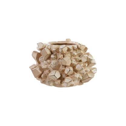 3D GEOMETRIC CREAM STONEWARE PLANTER