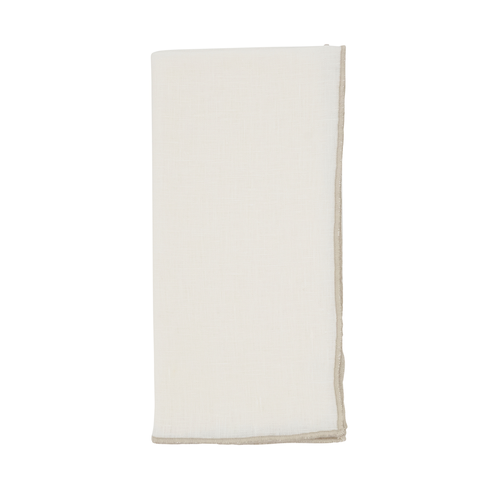 STONEWASHED STITCH BORDER NAPKIN IVORY SQUARE  (SET OF 4)