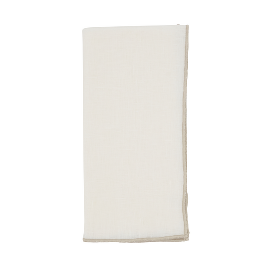 STONEWASHED STITCH BORDER NAPKIN IVORY SQUARE  (SET OF 4)