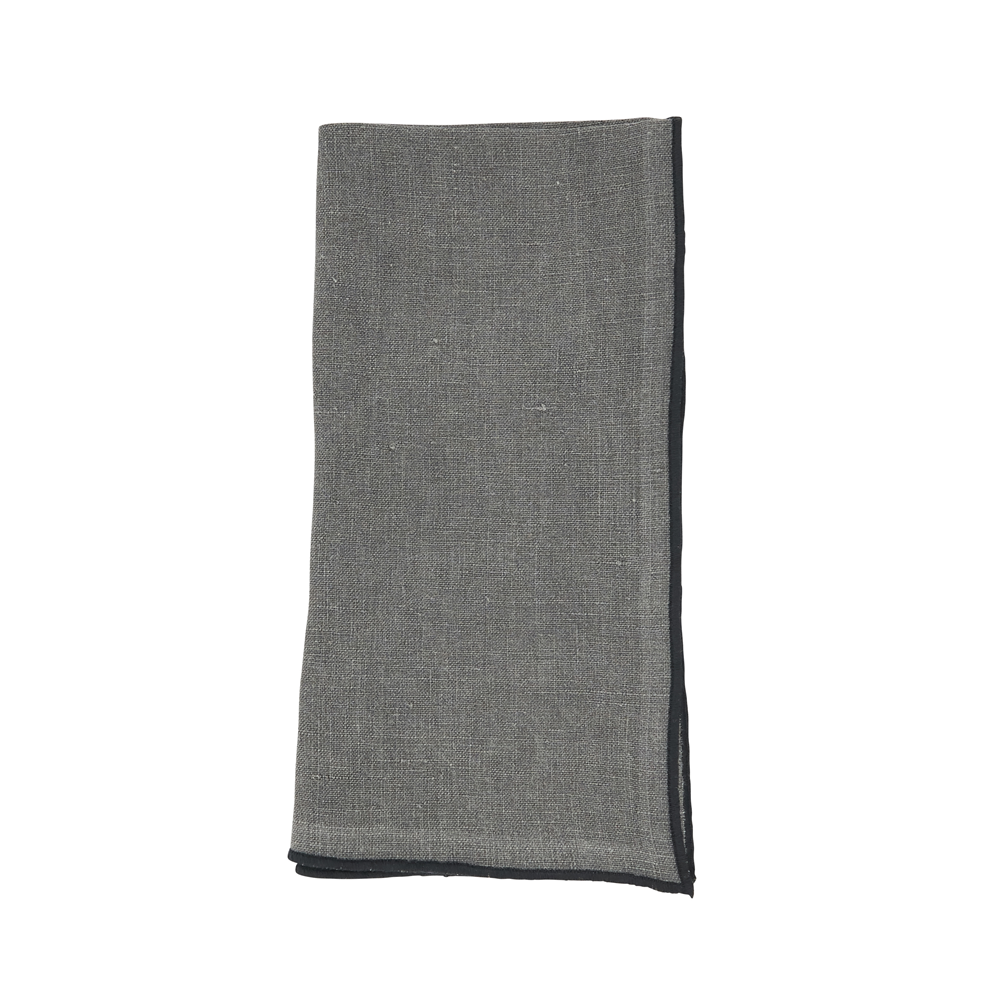 STONEWASHED LINEN STITCH BORDER NAPKIN (SET OF 4)