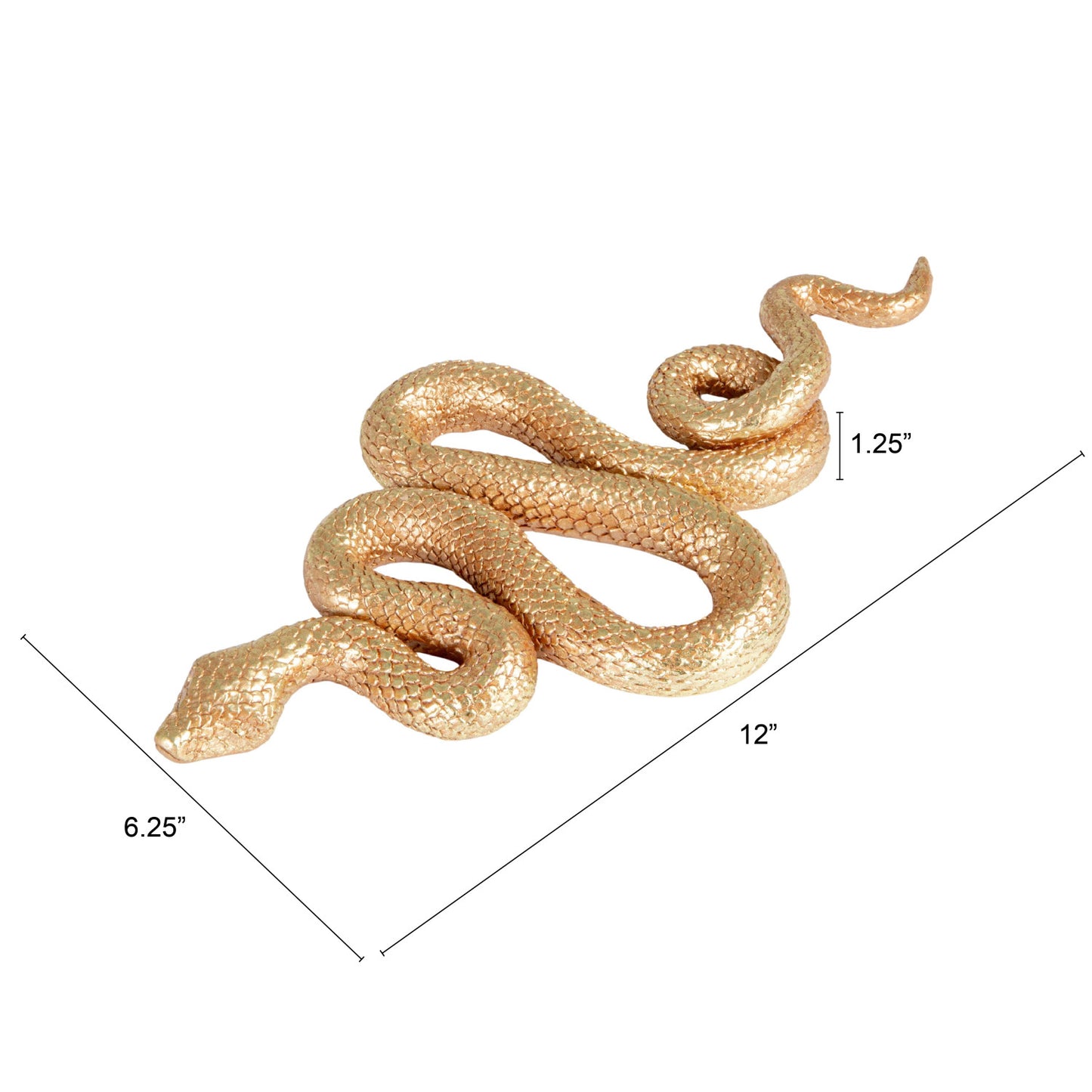 RESIN SNAKE WALL DECOR, GOLD FINISH (HANGS OR SITS)
