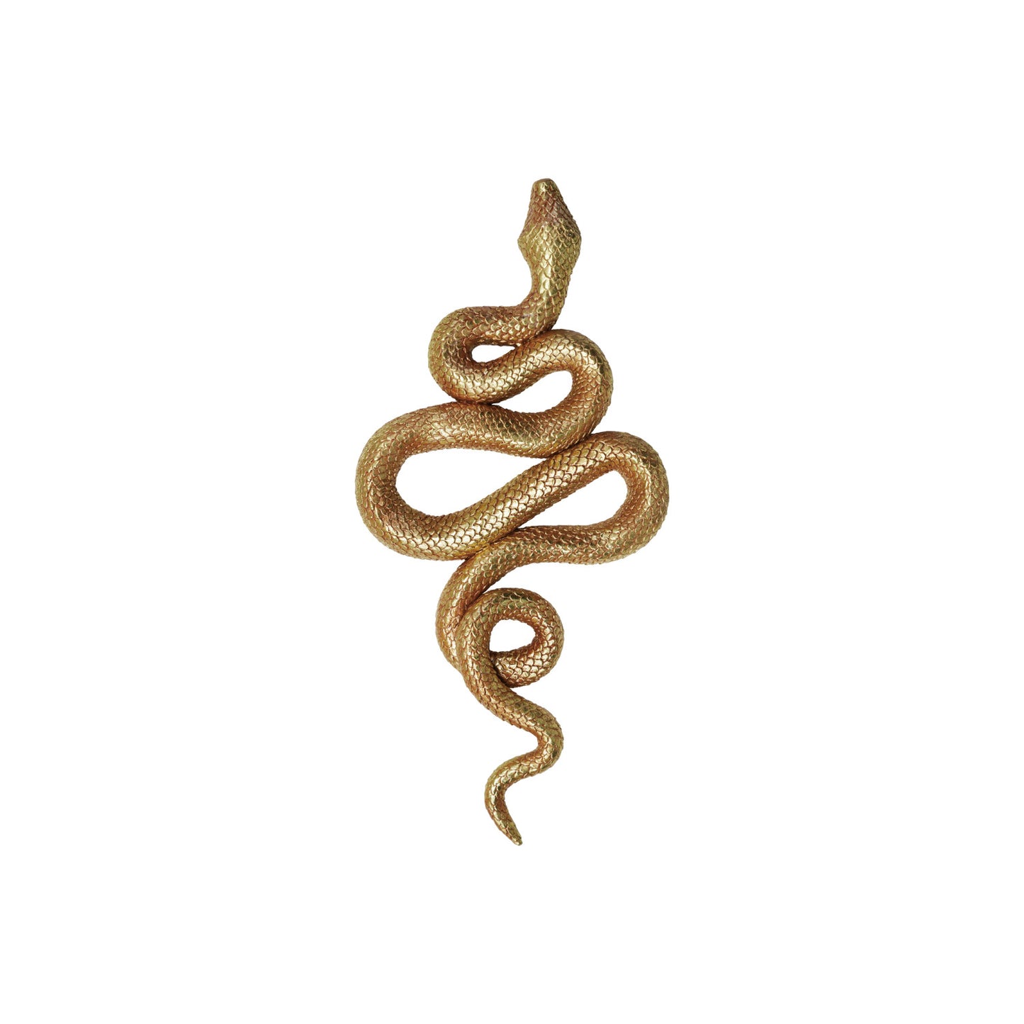 RESIN SNAKE WALL DECOR, GOLD FINISH (HANGS OR SITS)