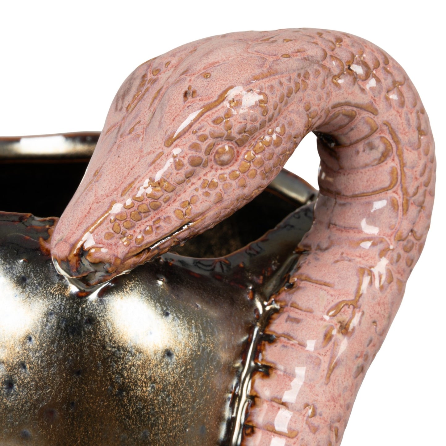 SNAKE STONEWARE VASE METALLIC & PINK