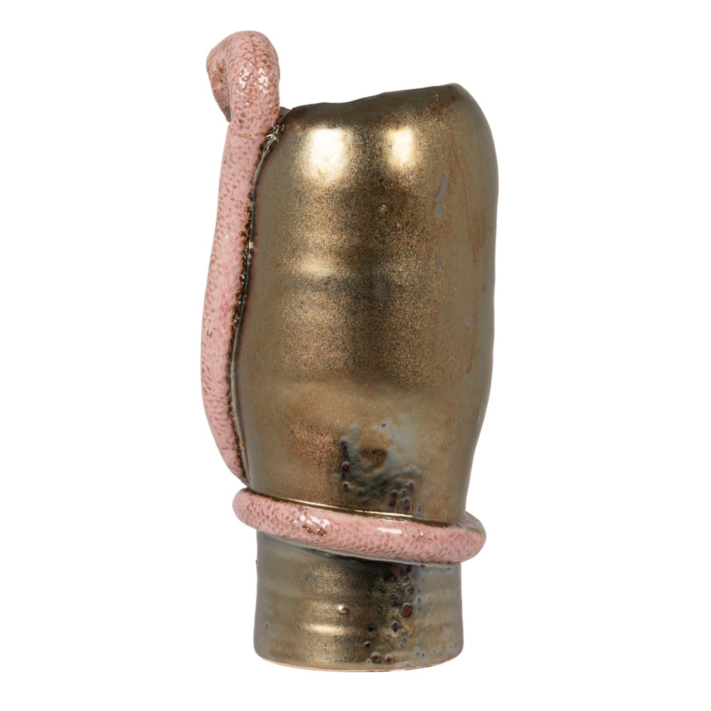 SNAKE STONEWARE VASE METALLIC & PINK