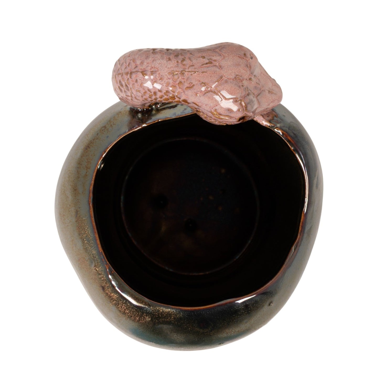 SNAKE STONEWARE VASE METALLIC & PINK