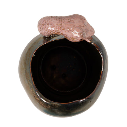 SNAKE STONEWARE VASE METALLIC & PINK
