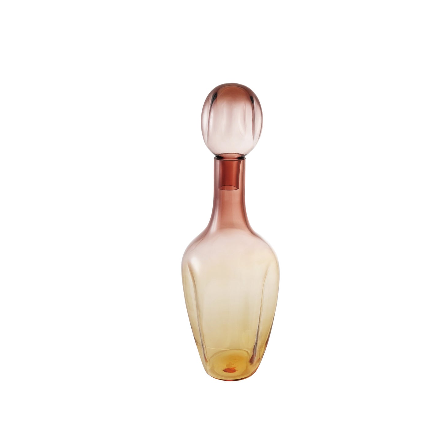LARGE DECORATIVE PINK & YELLOW OMBRE GLASS BOTTLE