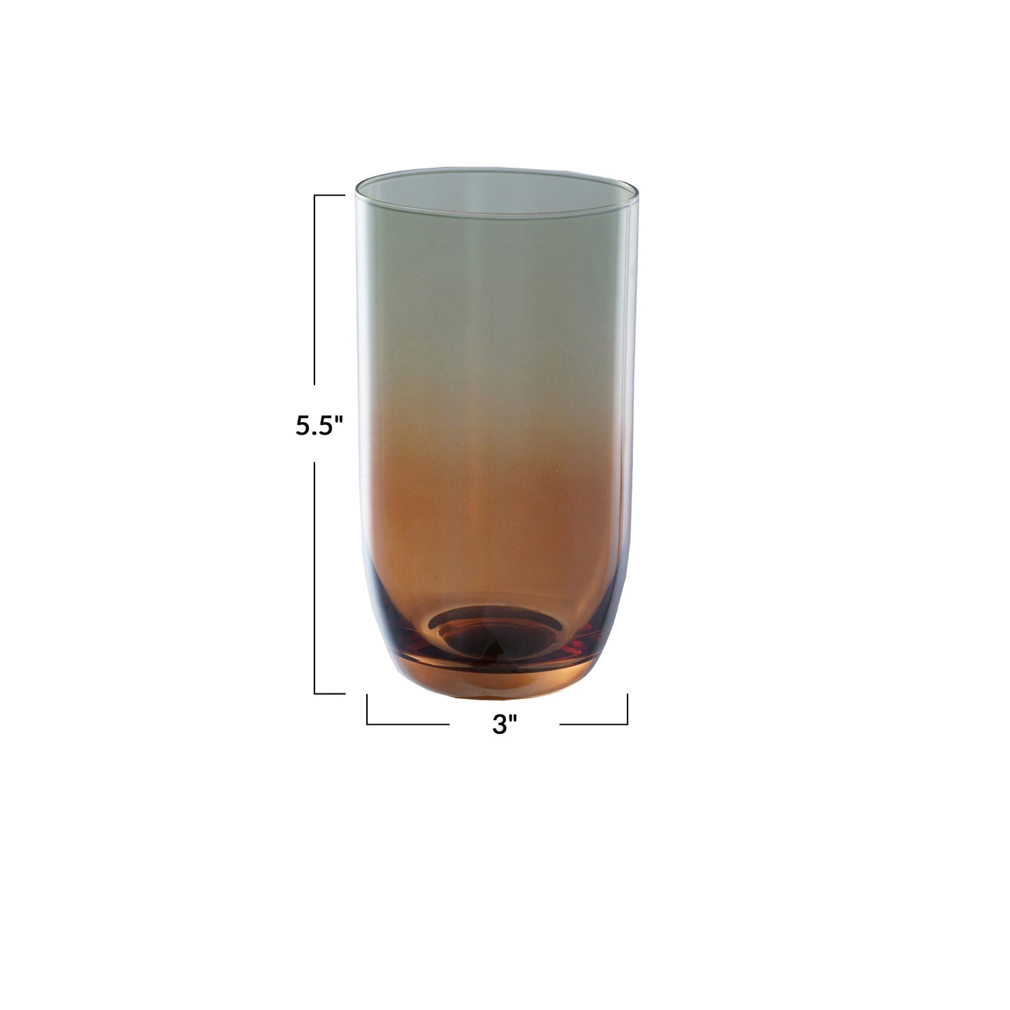 AMBER & GREEN OMBRE GLASS (SET OF 6)