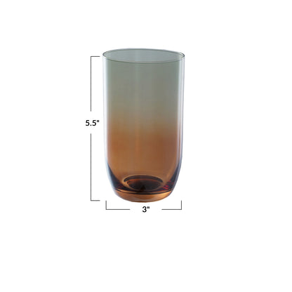 AMBER & GREEN OMBRE GLASS (SET OF 6)