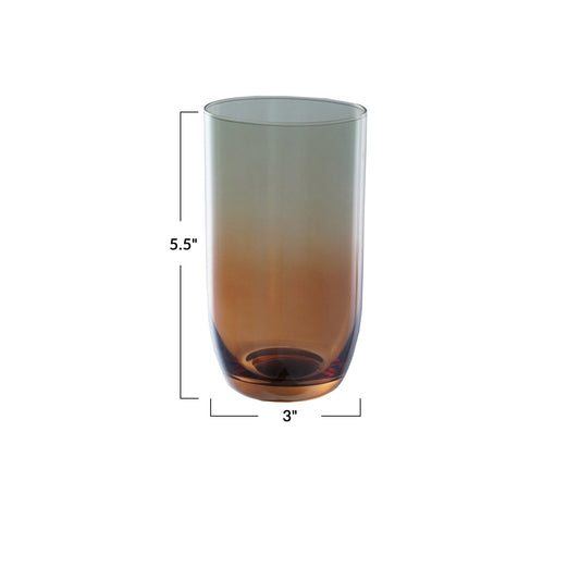 AMBER & GREEN OMBRE GLASS (SET OF 6)