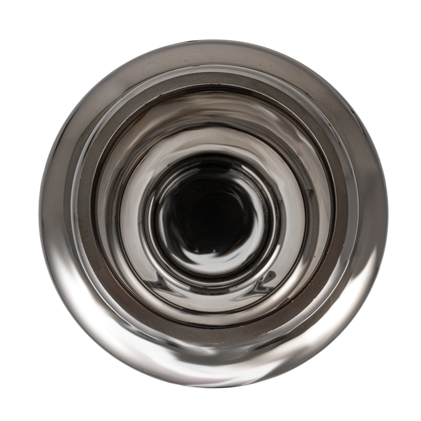 RIBBED GLASS SMALL VASE, CHROME FINISH