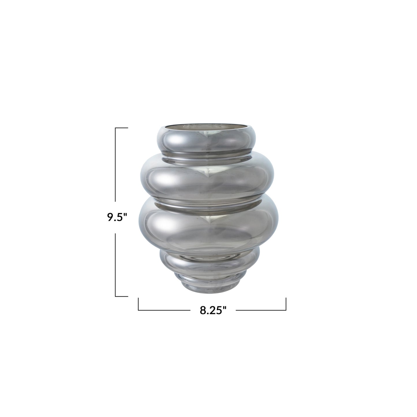 RIBBED GLASS SMALL VASE, CHROME FINISH