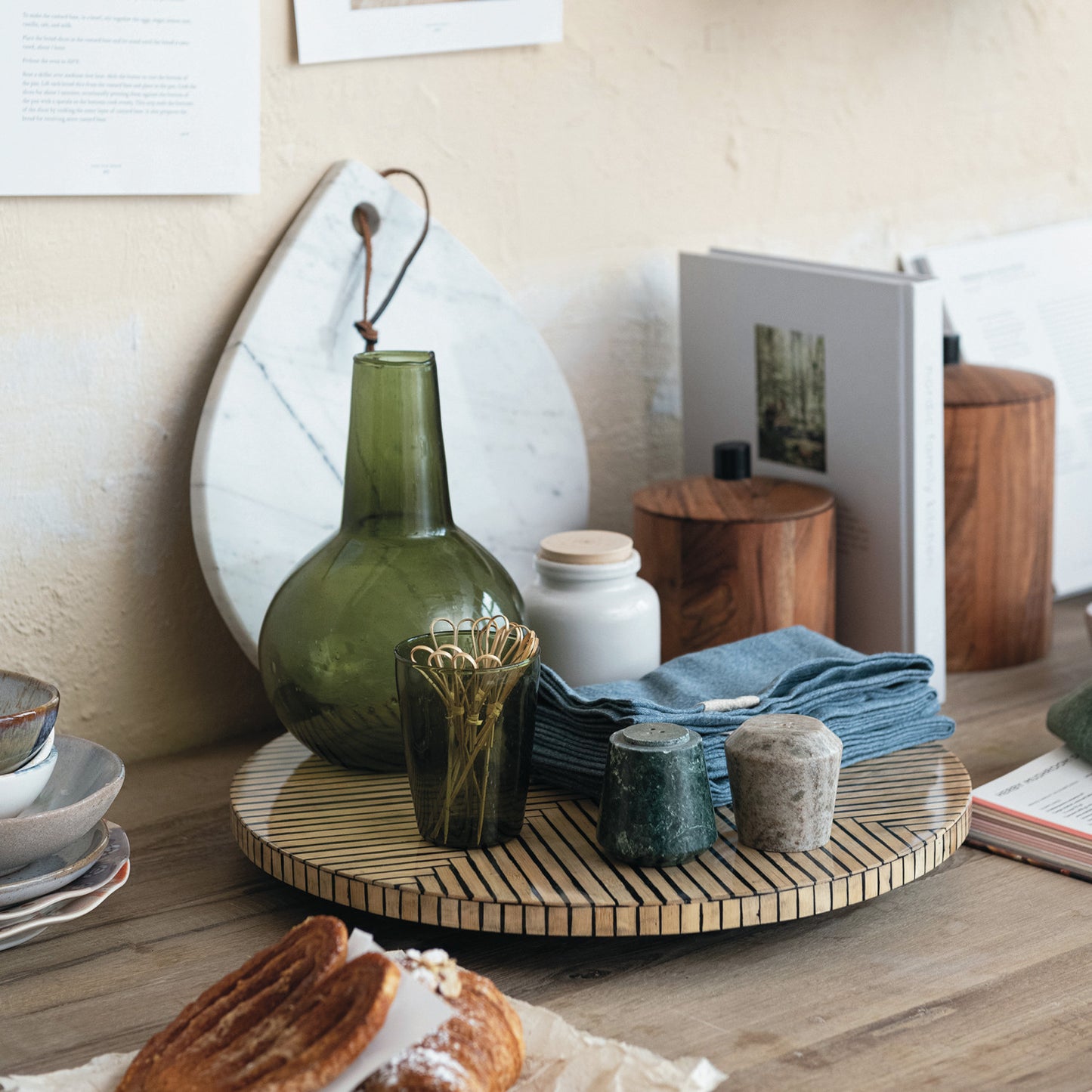 BAMBOO AND BLACK LAZY SUSAN