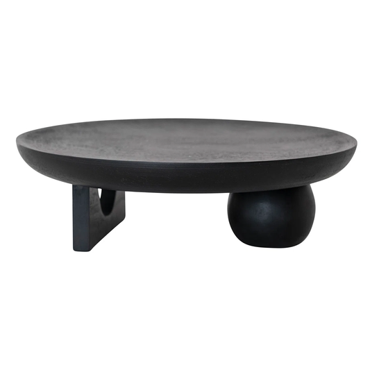 BLACK MANGO WOOD FOOTED TRAY