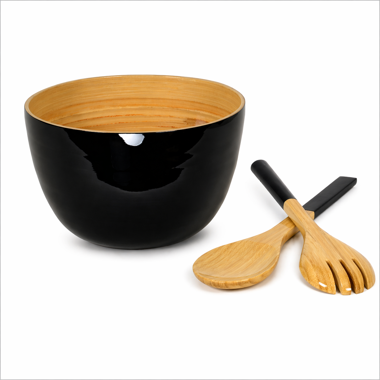 BAMBOO MIXING BOWL SET BLACK