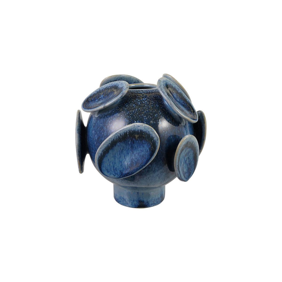 BLUE STONEWARE FOOTED VASE