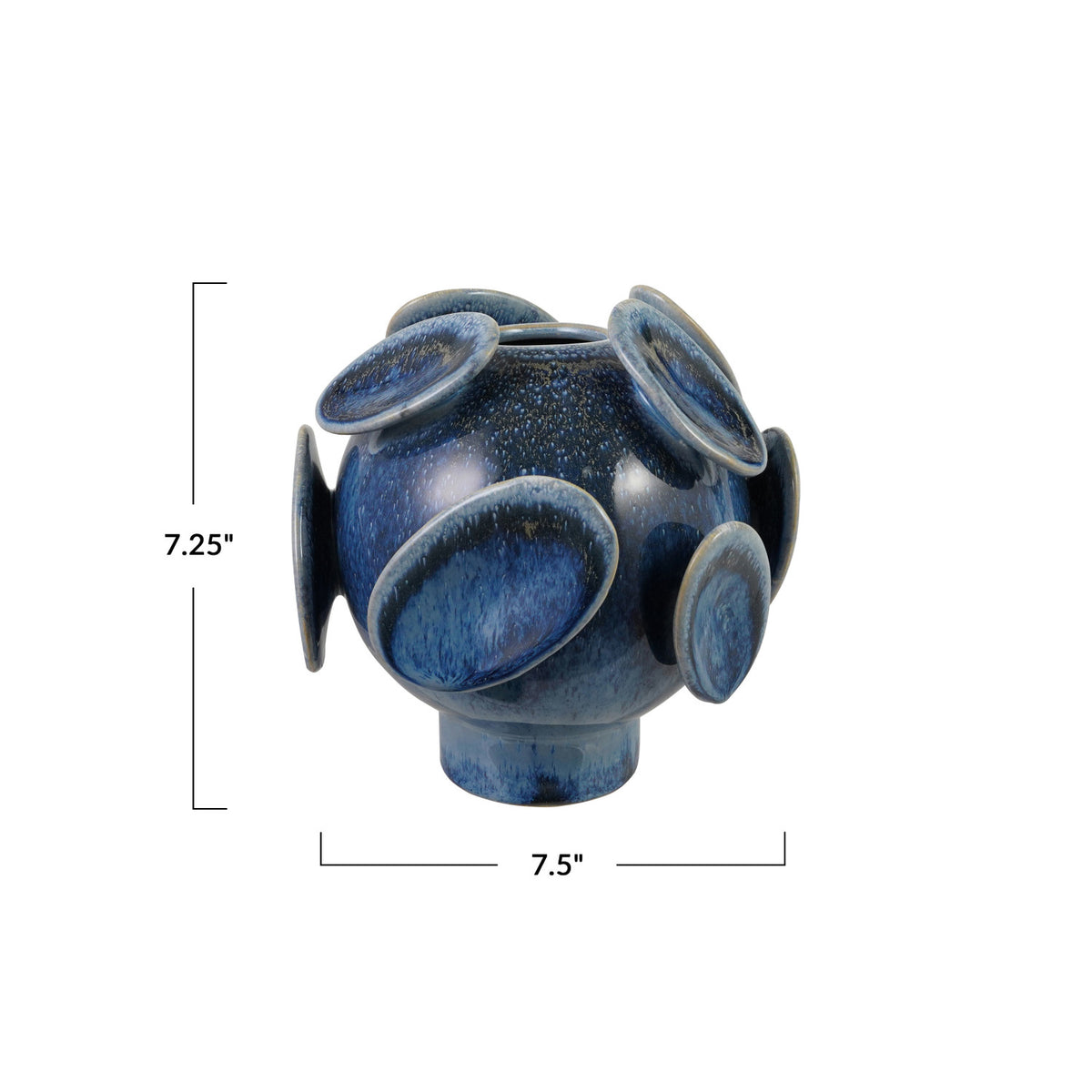 BLUE STONEWARE FOOTED VASE