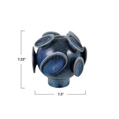 BLUE STONEWARE FOOTED VASE