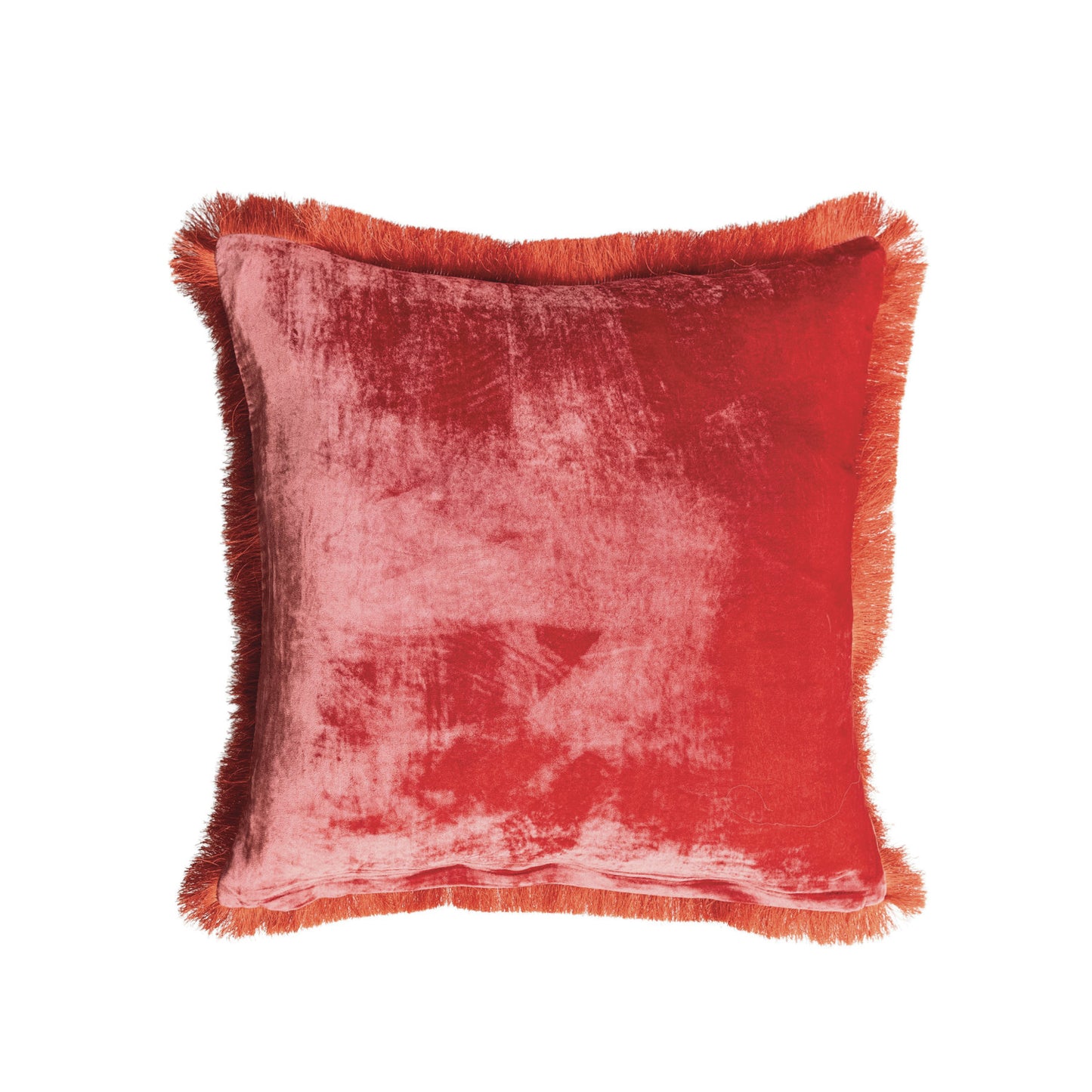 BERRY COLOR SILK BLEND PILLOW WITH FRINGE
