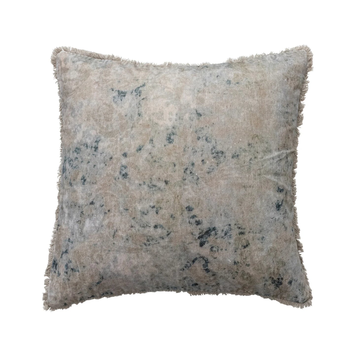 WATERCOLOR VELVET COTTON PILLOW WITH FRINGE