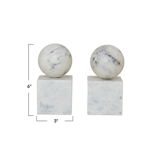 MARBLE GEOMETRIC BOOKENDS (SET OF 2)