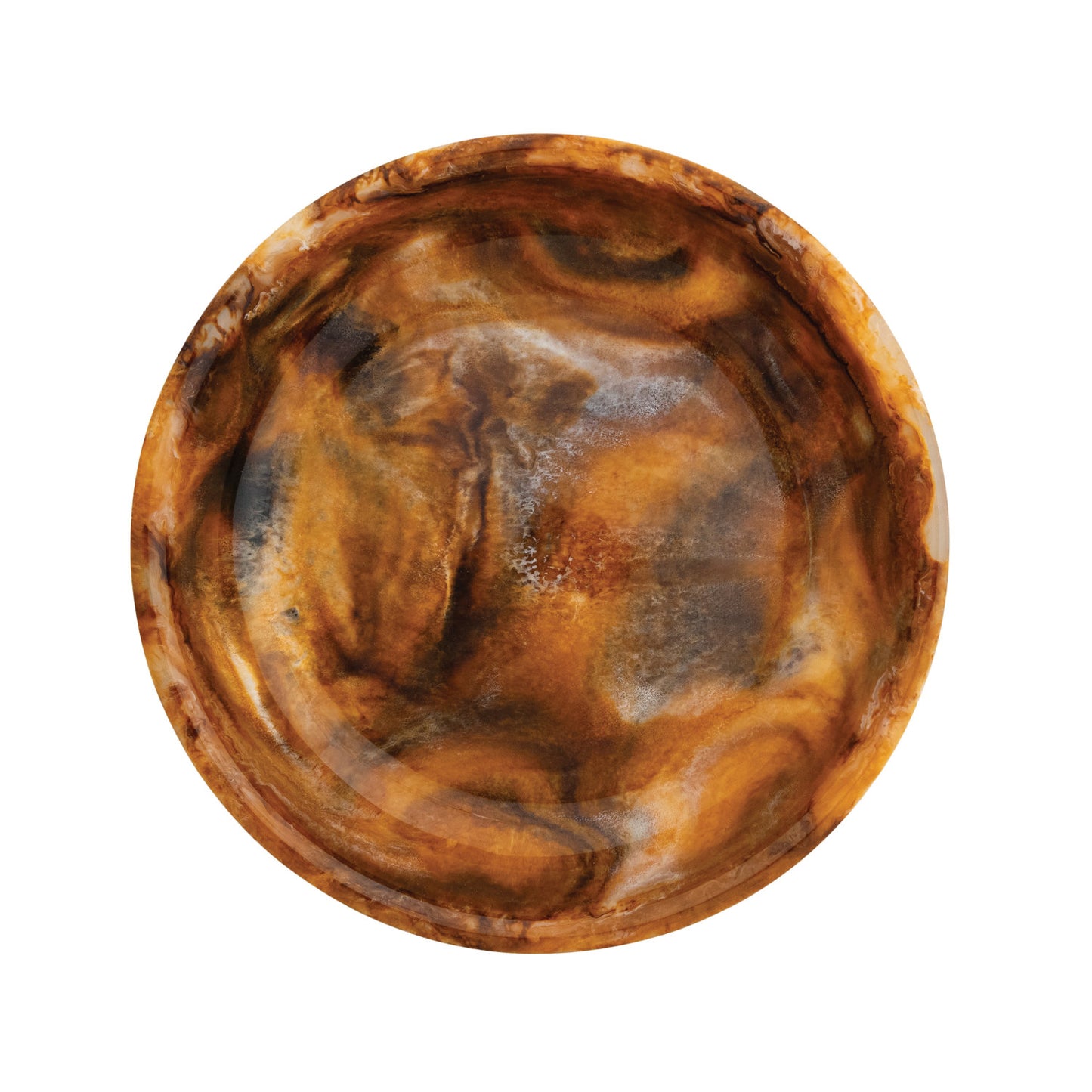 MARBLED RESIN BOWL WITH ORANGE BALL FEET