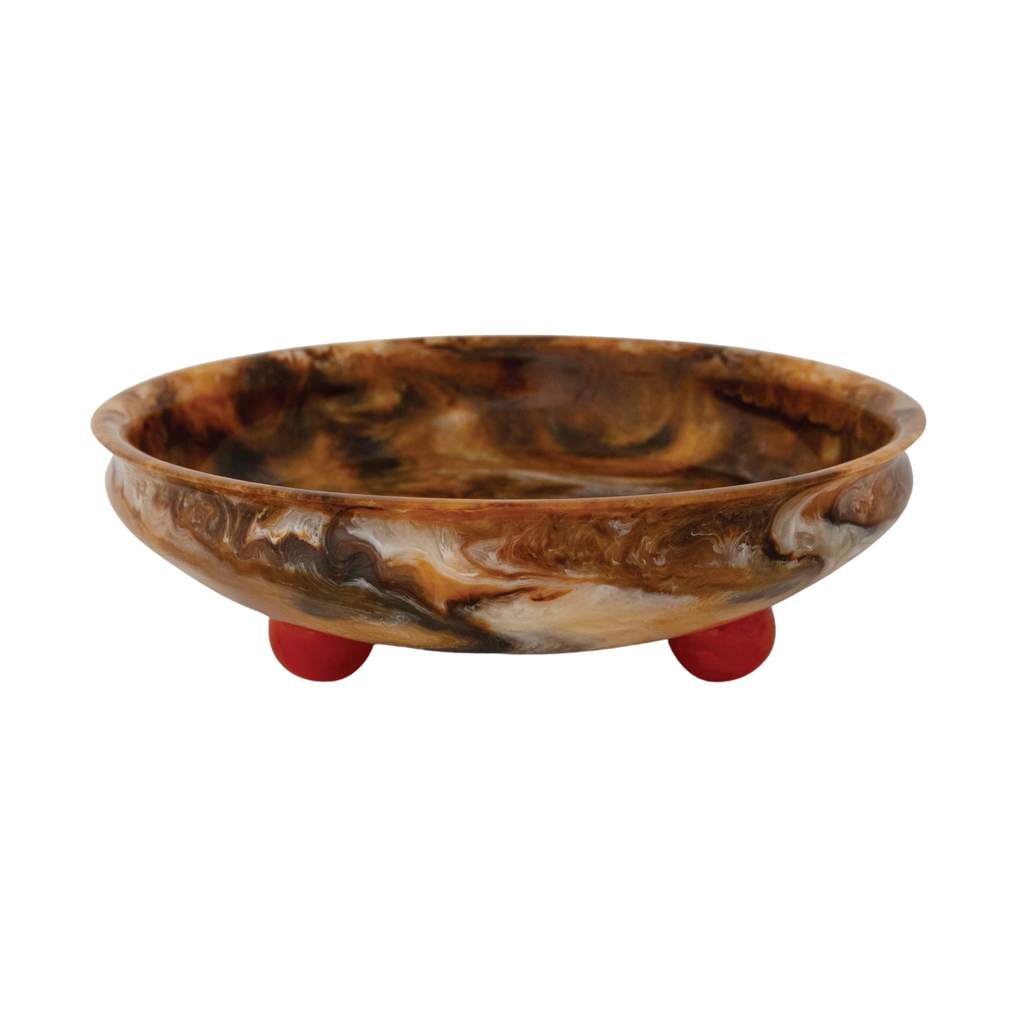 MARBLED RESIN BOWL WITH ORANGE BALL FEET