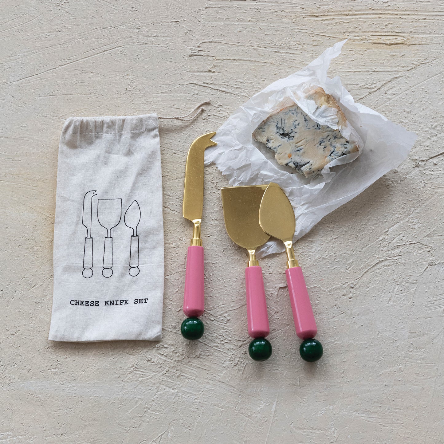 PINK CHEESE KNIFE SET OF 3