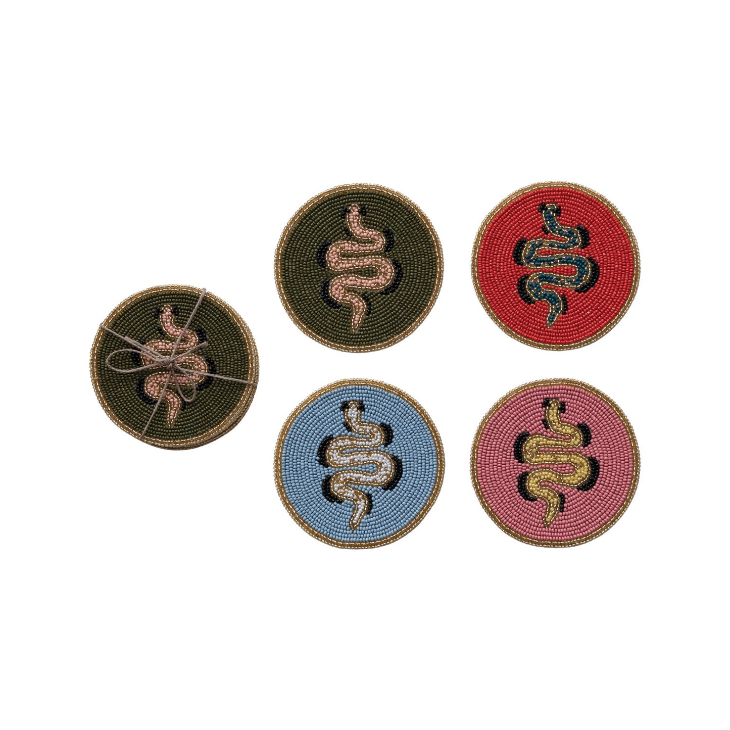 COASTERS WITH SNAKES SET OF 4