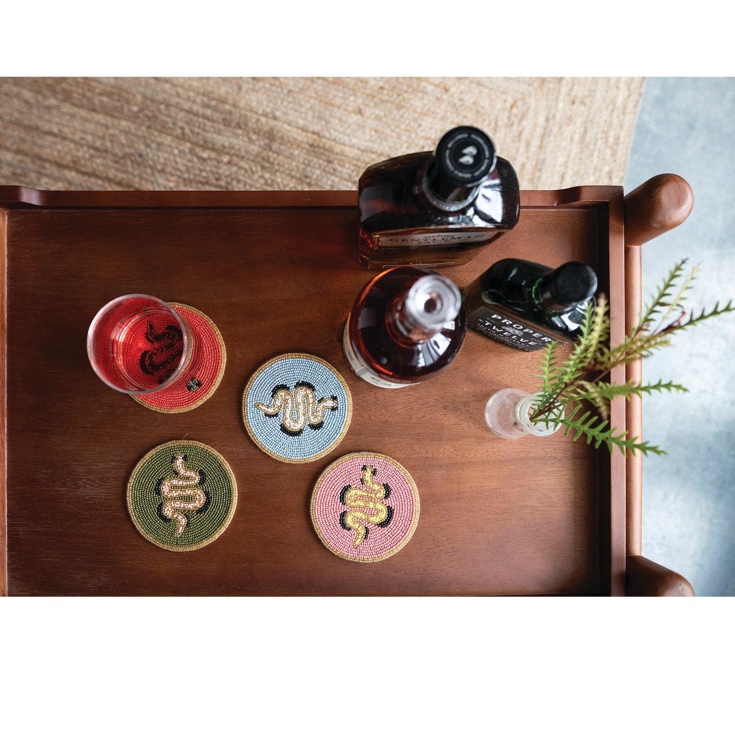 COASTERS WITH SNAKES SET OF 4