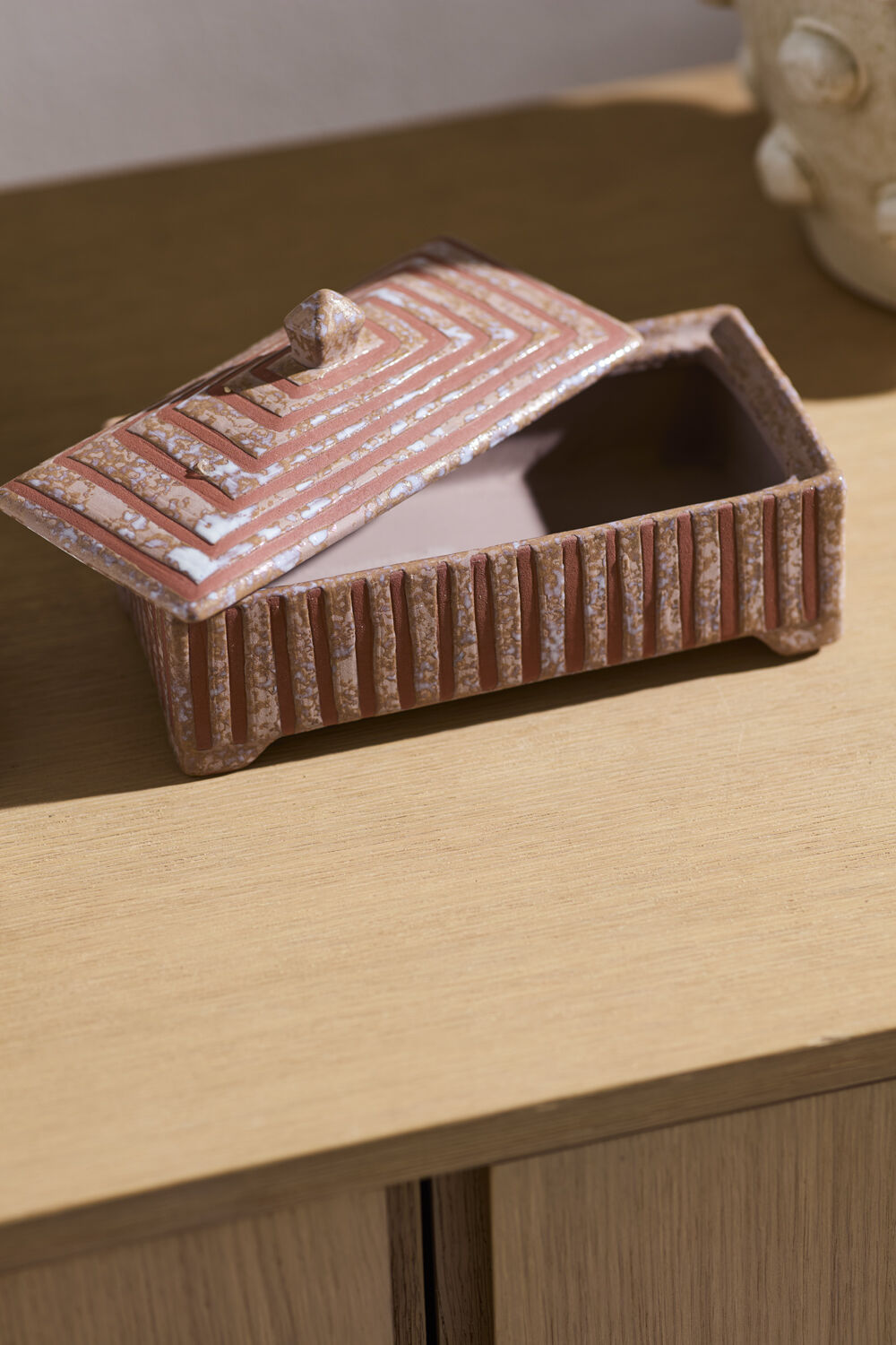 STRIPED DECORATIVE BOX- RED