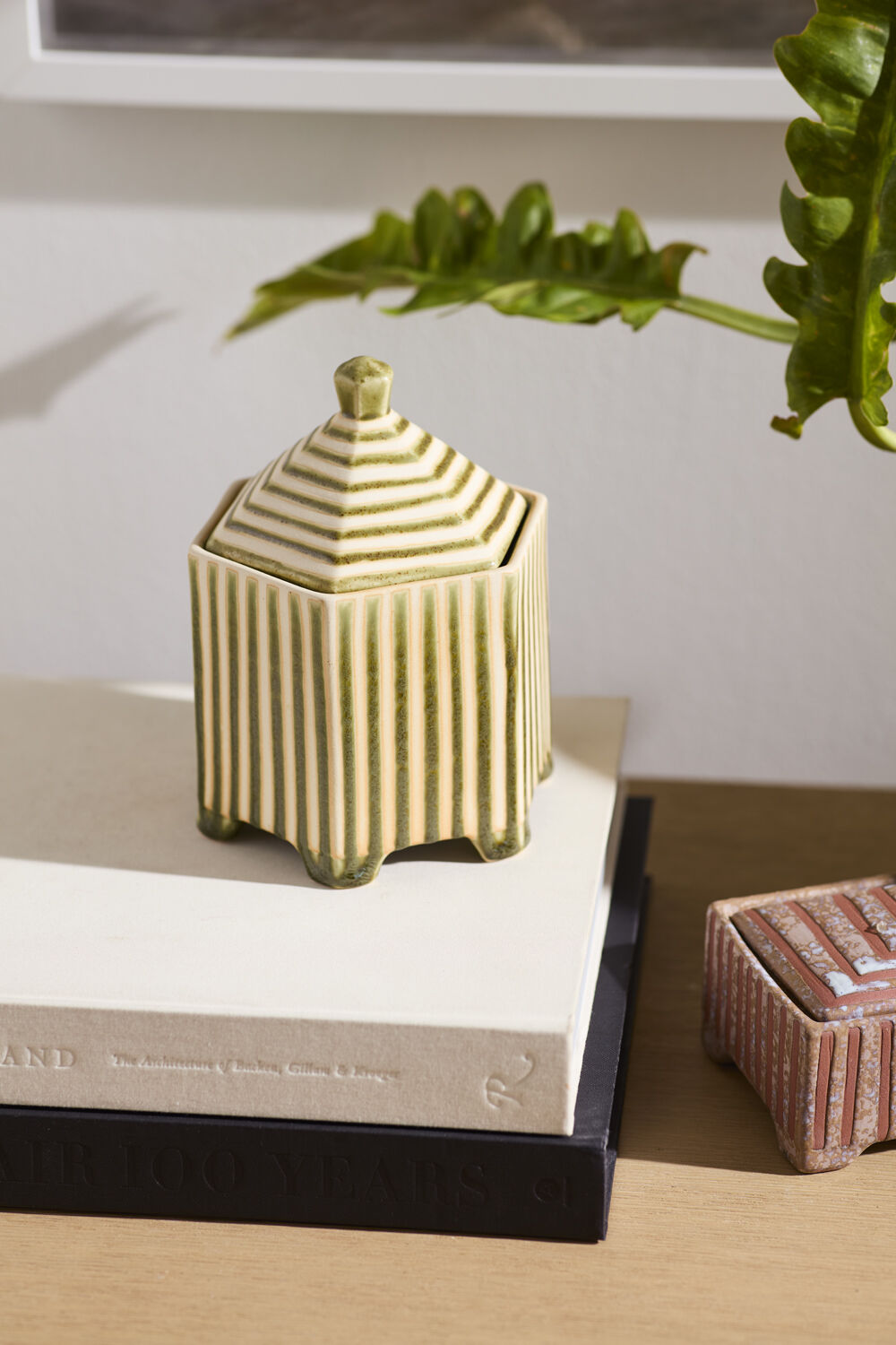 STRIPED DECORATIVE BOX- GREEN