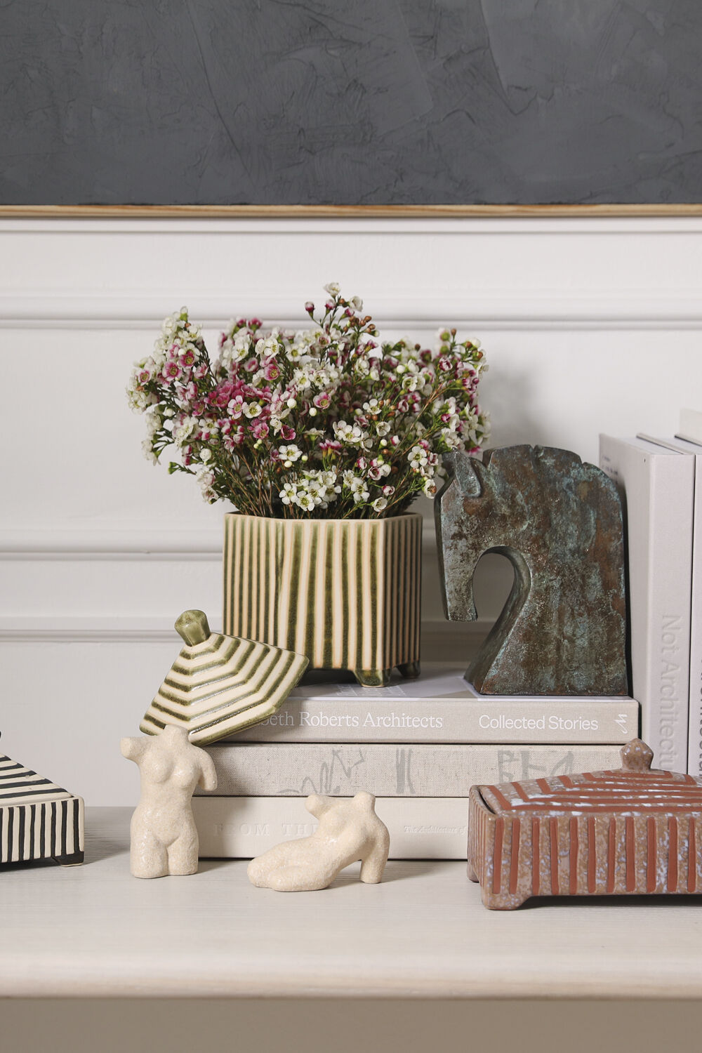 STRIPED DECORATIVE BOX- GREEN