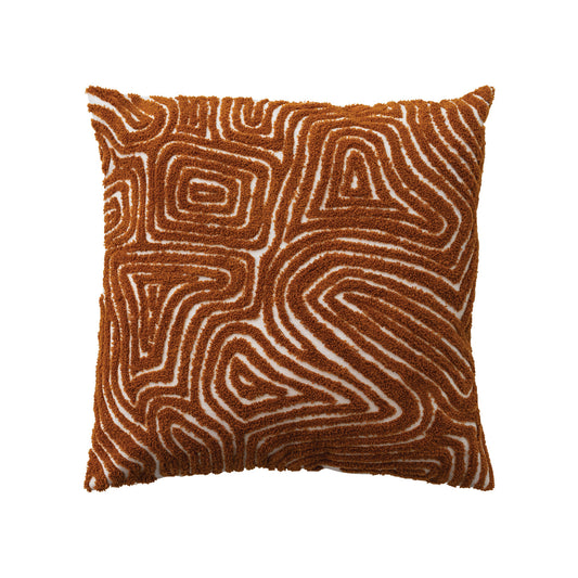 EMBROIDERED BROWN & MUSTARD  COTTON PILLOW