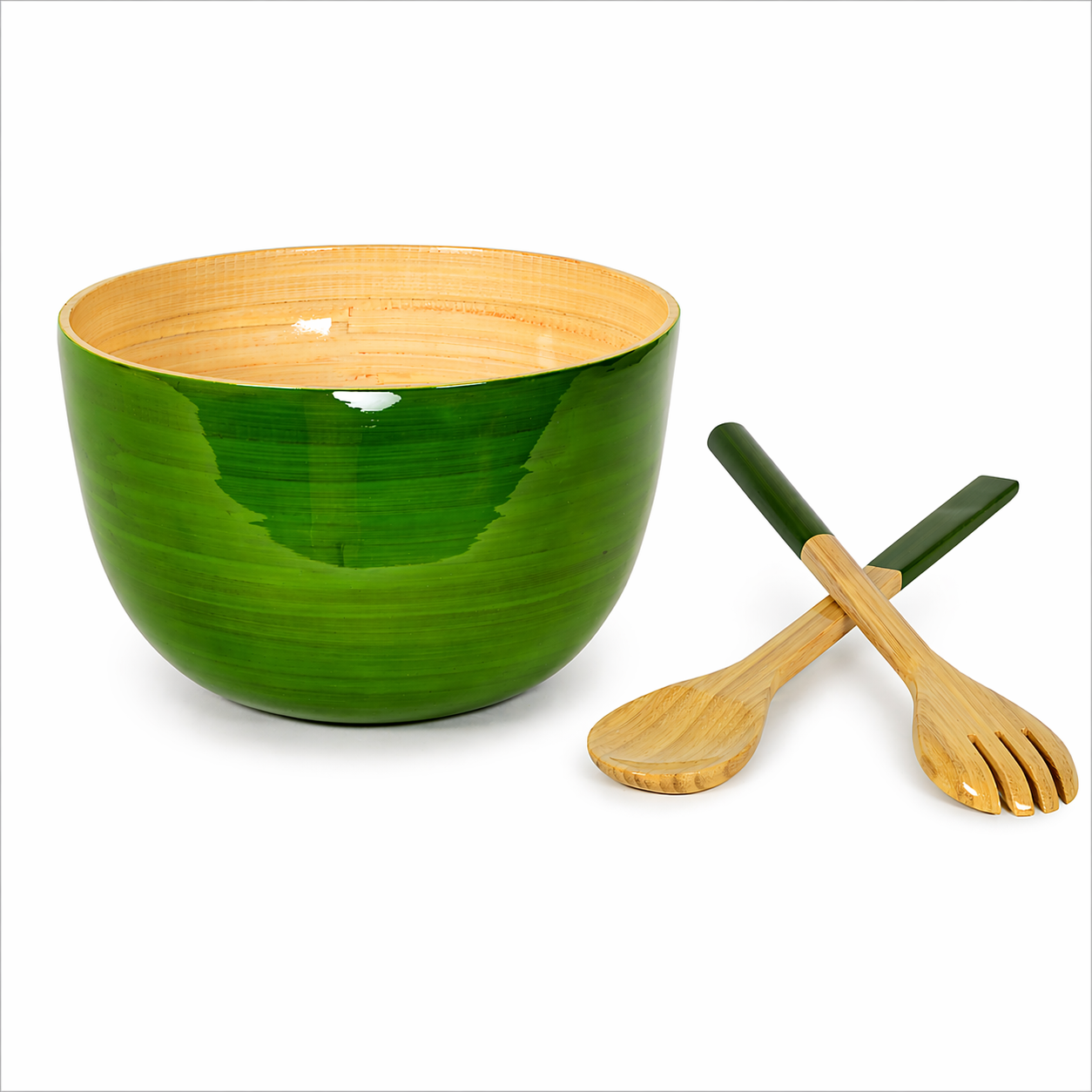 BAMBOO MIXING BOWL SET GRASS GREEN