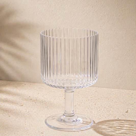 LUCIA 15-OZ. CLEAR ACRYLIC RIBBED GOBLET  (SET OF 6)